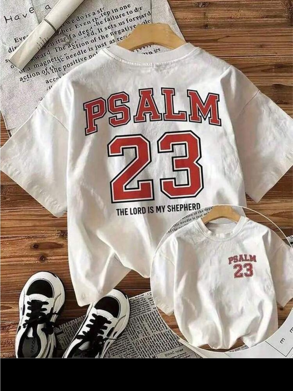 PSALM 23 White Tee with Red Graphic